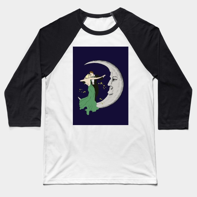 Vintage dancing on the moon Baseball T-Shirt by CasValli